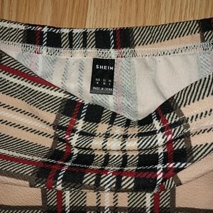 Neutral plad skirt from shein